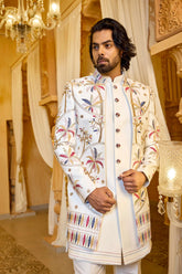 Royal Blossom Indo-Western in Ivory White