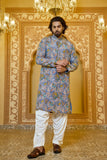 Royal Blue Embroidered Floral Kurta Set