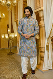 Royal Blue Embroidered Floral Kurta Set