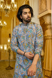 Royal Blue Embroidered Floral Kurta Set