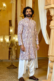 Lavender Blossom Embroidered Kurta Set