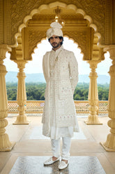 Ivory Regal Anarkali Sherwani with Dupatta
