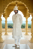 Ivory Regal Anarkali Sherwani with Dupatta