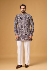 Midnight Heritage Floral Patterned Kurta Set for Men | Mahavir NX