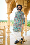 Royal Green Heritage Kurta With Motif Detailing