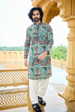 Royal Green Heritage Kurta With Motif Detailing