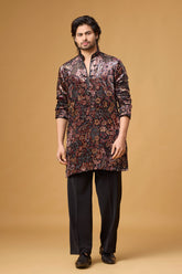 Noir Paisley Heritage Printed Kurta Set for Men | Mahavir NX