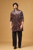 Noir Paisley Heritage Printed Kurta Set for Men | Mahavir NX