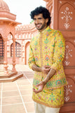 Yellow Multicolor Embroidered Kurta Jacket Set