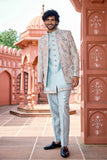 Pista Green Indo-Western with Embroidered Jacket