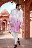 Ombre Pink Embroidered Indo-Western for Men