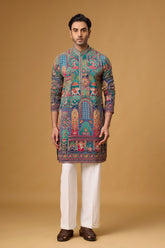 Royal Teal Heritage Artistry Kurta Set
