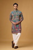 Royal Teal Heritage Artistry Kurta Set