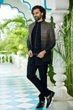 Black Indo-Western with Metallic Embroidered Jacket