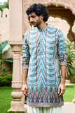 Light Blue Geometric Kurta Set