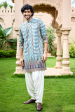 Light Blue Geometric Kurta Set
