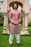 Peach Pink Embroidered Kurta Set