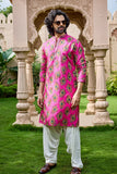 Hot Pink Peacock Feather Kurta Set