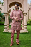 Dusty Rose Embroidered Mirror Kurta Set