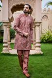 Dusty Rose Embroidered Mirror Kurta Set