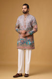 Lavender Grey Regal Heritage Scenic Kurta Set