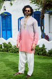 Grey Pink Ombre Embroidered Kurta