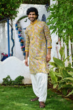 Yellow Paisley Embroidered Kurta