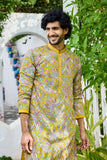 Yellow Paisley Embroidered Kurta