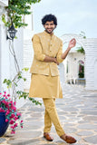 Mustard Embroidered Jacket Kurta Set