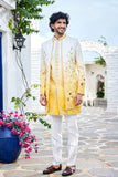 Yellow Ombre Indo-Western with Floral Hand Work