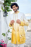 Yellow Ombre Indo-Western with Floral Hand Work