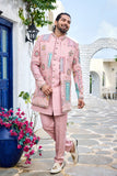 Blush Pink Embroidered Indo-Western for Men