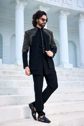 Black Indo-Western with Silver Embroidery