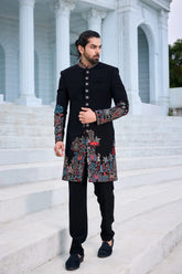 Black Indo-Western with Multicolour Handwork