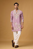 Lavender Heritage Floral Embroidered Kurta Set