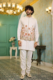 Natural Shade Linen Floral Jacket Kurta Set