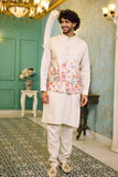 Natural Linen Floral Pastel Jacket Kurta Set