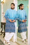 Blue Ombre Embroidered Kurta Pajama