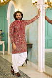 Regal Red Embroidered Kurta Pajama