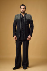 Midnight Noir Crystal Embellished Indo-Western Ensemble