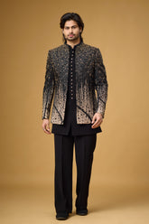 Midnight Noir Gold Gradient Embellished Indo-Western Ensemble