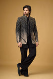 Midnight Noir Gold Gradient Embellished Indo-Western Ensemble