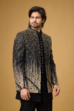 Midnight Noir Gold Gradient Embellished Indo-Western Ensemble