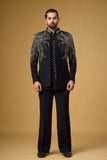 Midnight Noir Ornate Vine Embroidered Indo-Western Ensemble