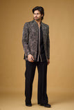 Midnight Noir Antique Jacquard Indo-Western Ensemble