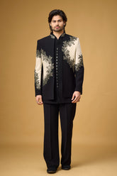 Midnight Noir Ivory Bloom Embroidered Indo-Western Ensemble