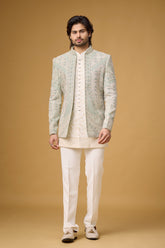 Ivory Royale Geometric Embroidered Indo-Western Ensemble