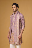 Mauve Regal Floral Embroidered Kurta with Stole