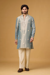 Misty Blue Floral Embroidered Kurta Set