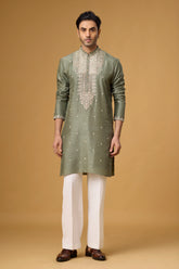 Olive Heritage Embroidered Kurta Set